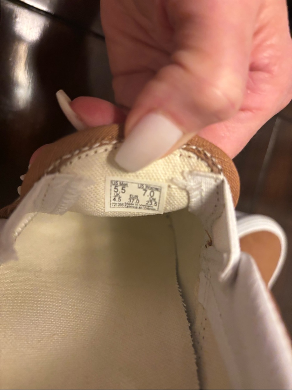 Vans Slip-On Platform Sneakers - Tan & White Soft Suede - Picture 4 of 6